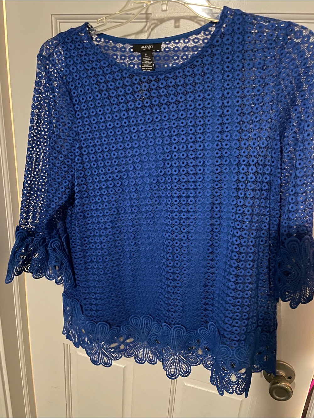 Alfani Women’s Cobalt Blue Crochet Lace Blouse